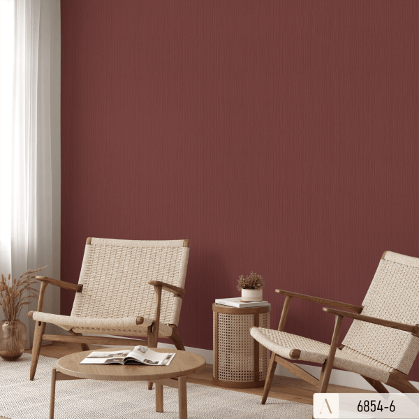 Giấy Dán Tường Màu Đỏ Đô (Đỏ Rượu) Vân Xước 6854-6