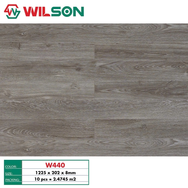 Sàn gỗ công nghiệp Wilson 8mm mã W440 màu xám bạc vân sồi